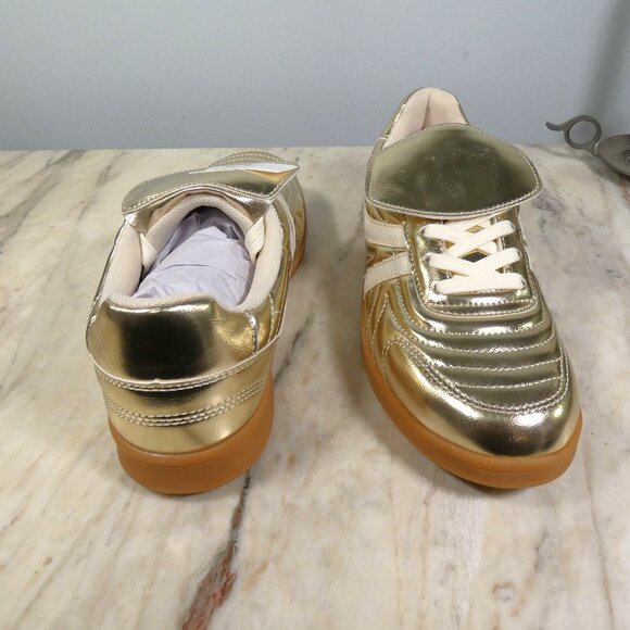 NiB Steve Madden Womens Madrid Gold Metalic Sneaker 9 - Picture 10 of 16